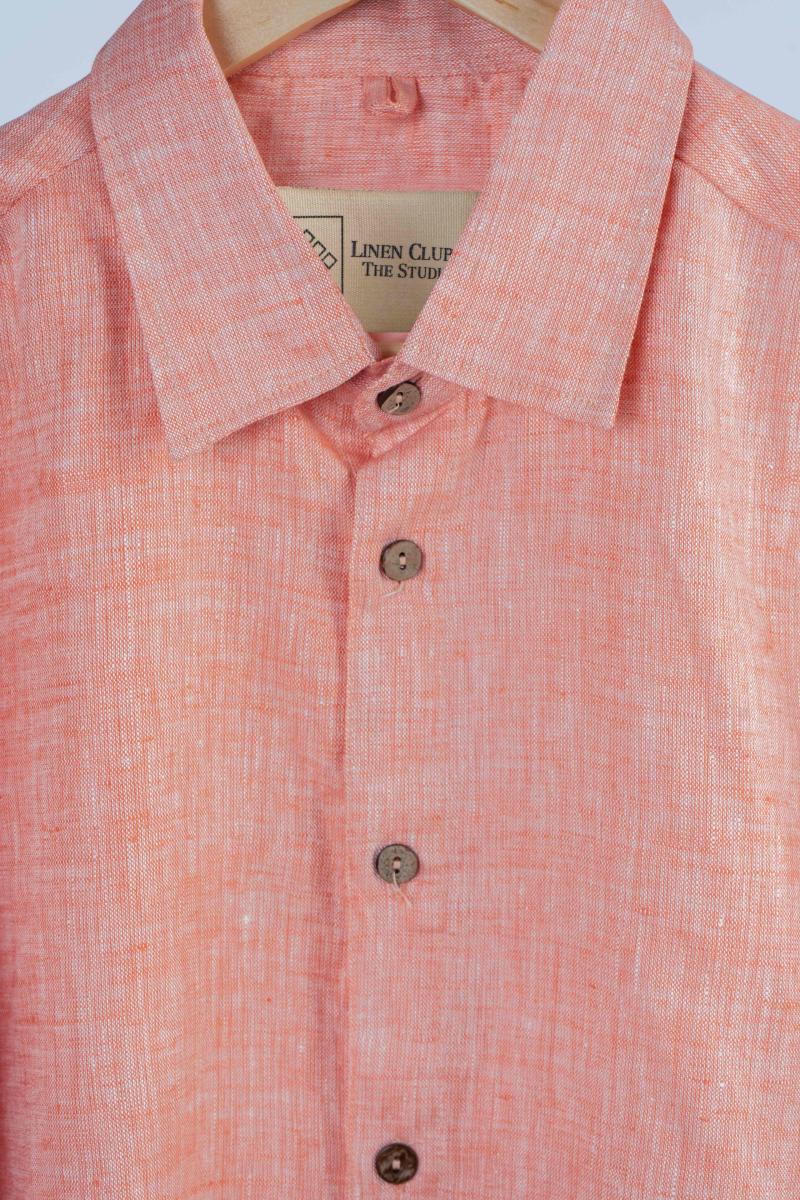 Peach Linen Shirt Closeup 
